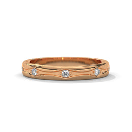 Scalloped Lab Diamond Accent Band Ring