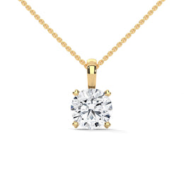 Solitaire Diamond Pendant with Four-Prong Setting (Without Chain)