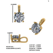 Solitaire Diamond Pendant with Four-Prong Setting (Without Chain)