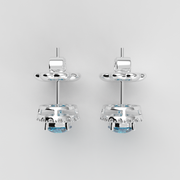 Blue Topaz Halo Stud Earrings