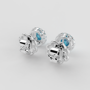 Blue Topaz Halo Stud Earrings